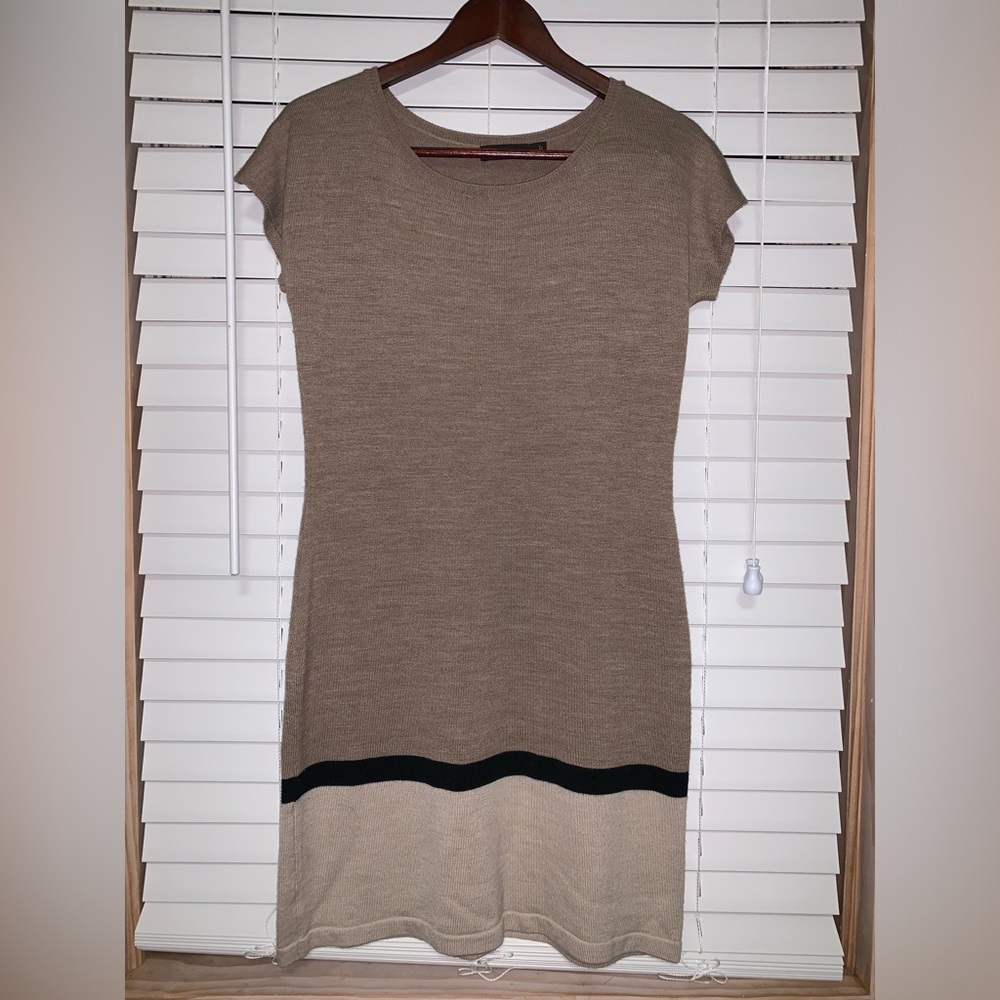 Tan and Black Knit Dress